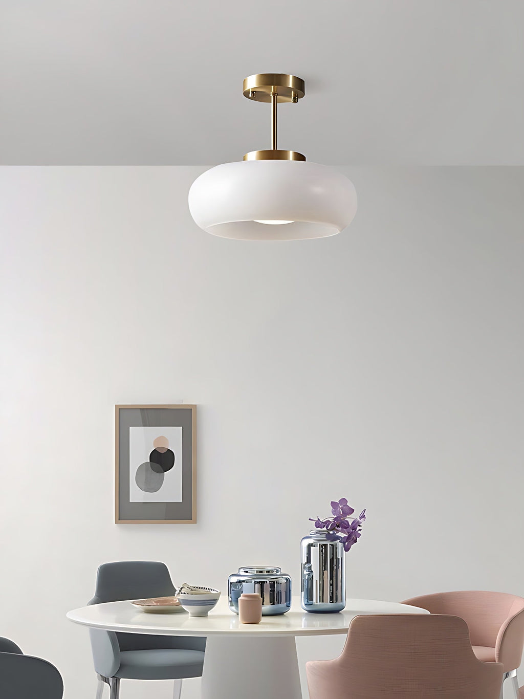 Retro Brass Bauhaus Glass Disc Ceiling Lamp | Esilora