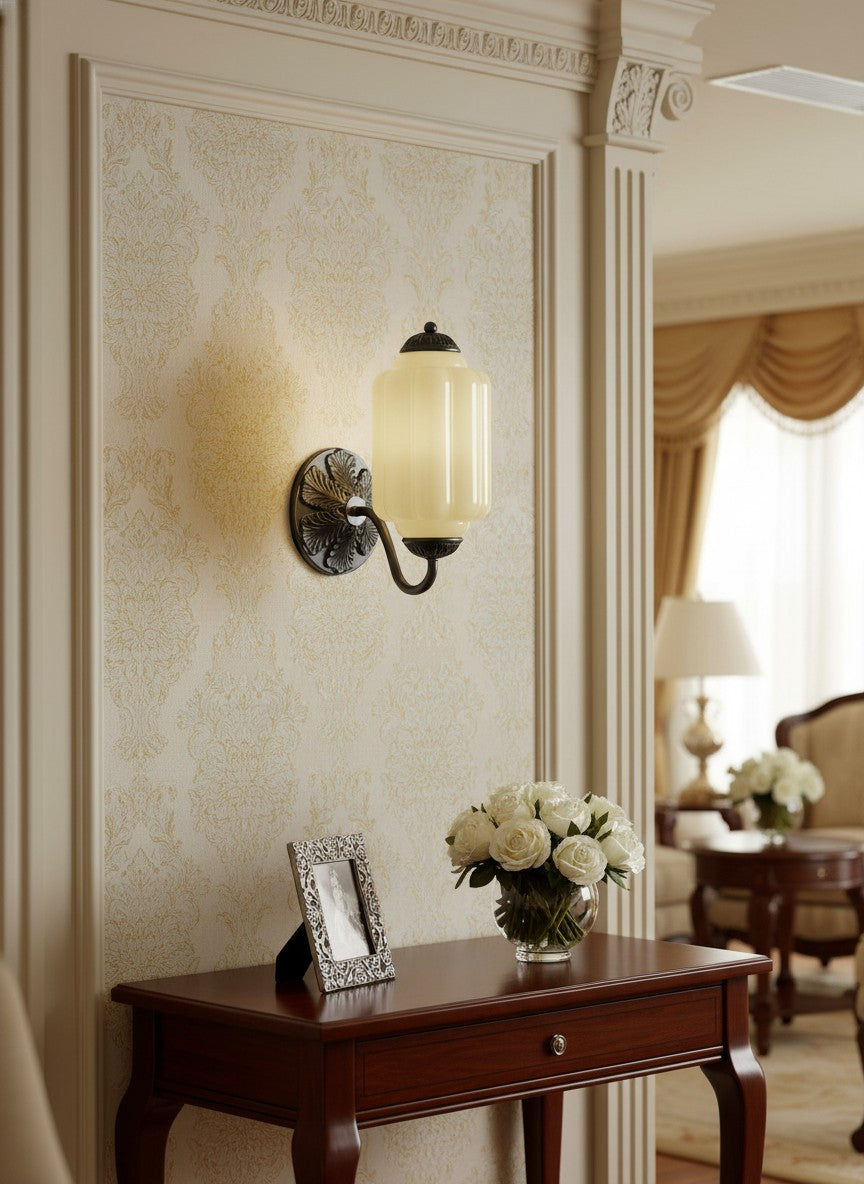 Vintage Milk Glass Sconce Bedside Hallway Eloise Wall Sconce | Esilora