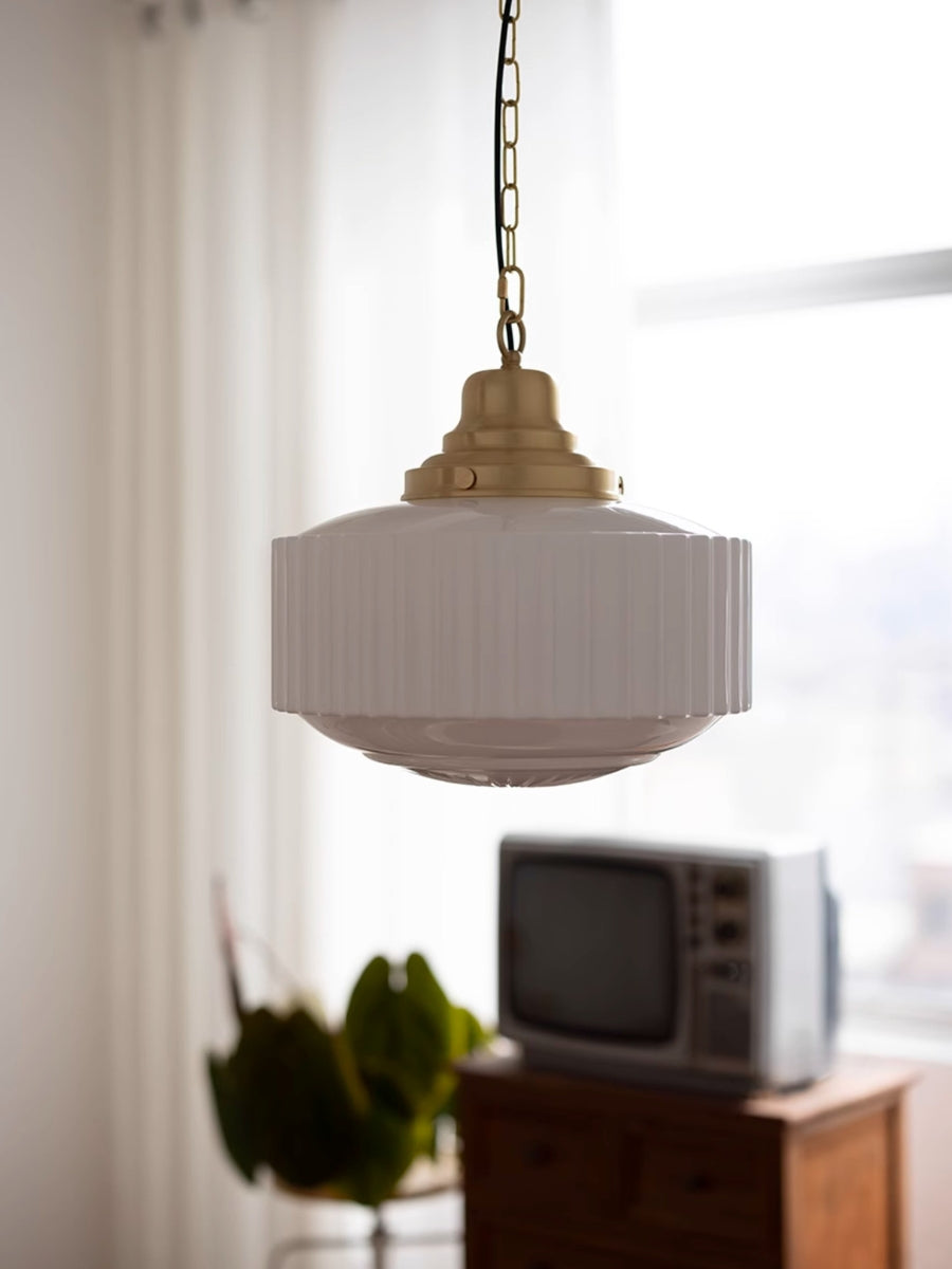 Opalume Glass Pendant Light – Vintage Milk Glass Pendant Light with Art Deco Style | Esilora