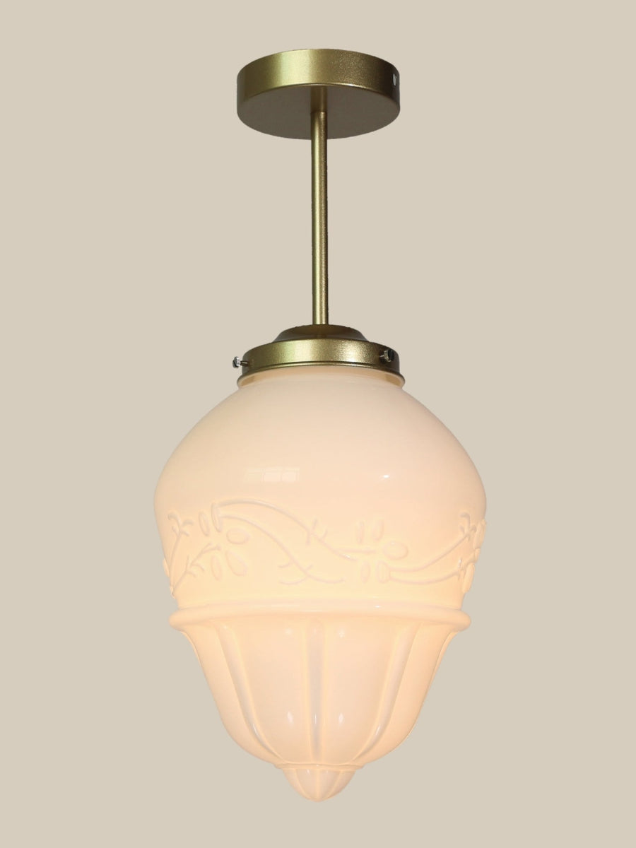 Art Deco Flower Bud Milk Glass Fixed Ceiling Light | Esilora
