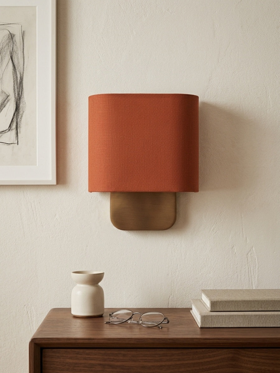 Nolvara Aleena Soft Fabric Luxe Metal Fabric Wall Sconce for Bedroom Reading Light | Esilora