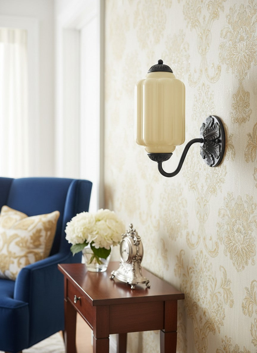 Vintage Milk Glass Sconce Bedside Hallway Eloise Wall Sconce | Esilora