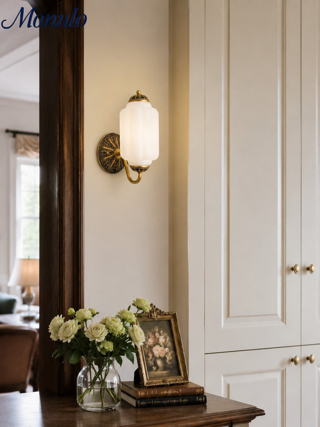 Vintage Milk Glass Sconce Bedside Hallway Eloise Wall Sconce | Esilora