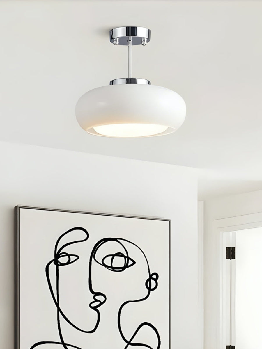 Retro Brass Bauhaus Glass Disc Ceiling Lamp | Esilora
