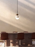 Modern Minimalist Hemisphere Travertine Wood Pendant Lamp | Esilora