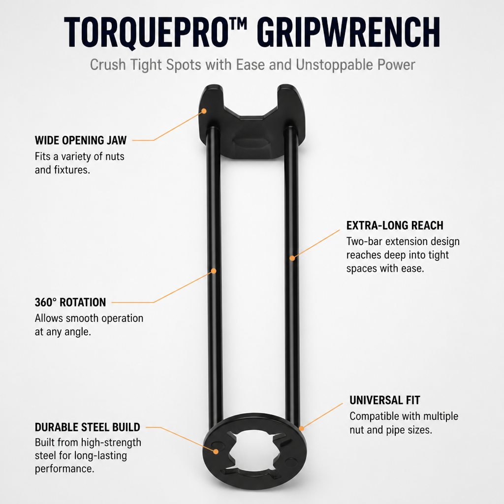 TorquePro GripWrench — تخلّص من صعوبة الوصول إلى المساحات الضيقة بسهولة وبقوة لا يمكن إيقافها - Esilora