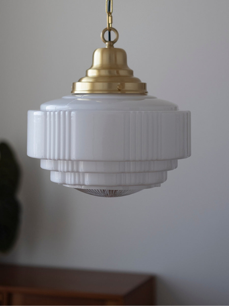 Opalume Glas-Pendelleuchte – Vintage Milchglas-Pendelleuchte im Art-Deco-Stil | Esilora