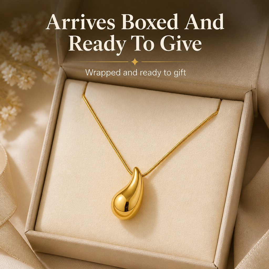 SolaraBeam – Sculpted Teardrop Pendant Necklace in 18k Gold - Esilora