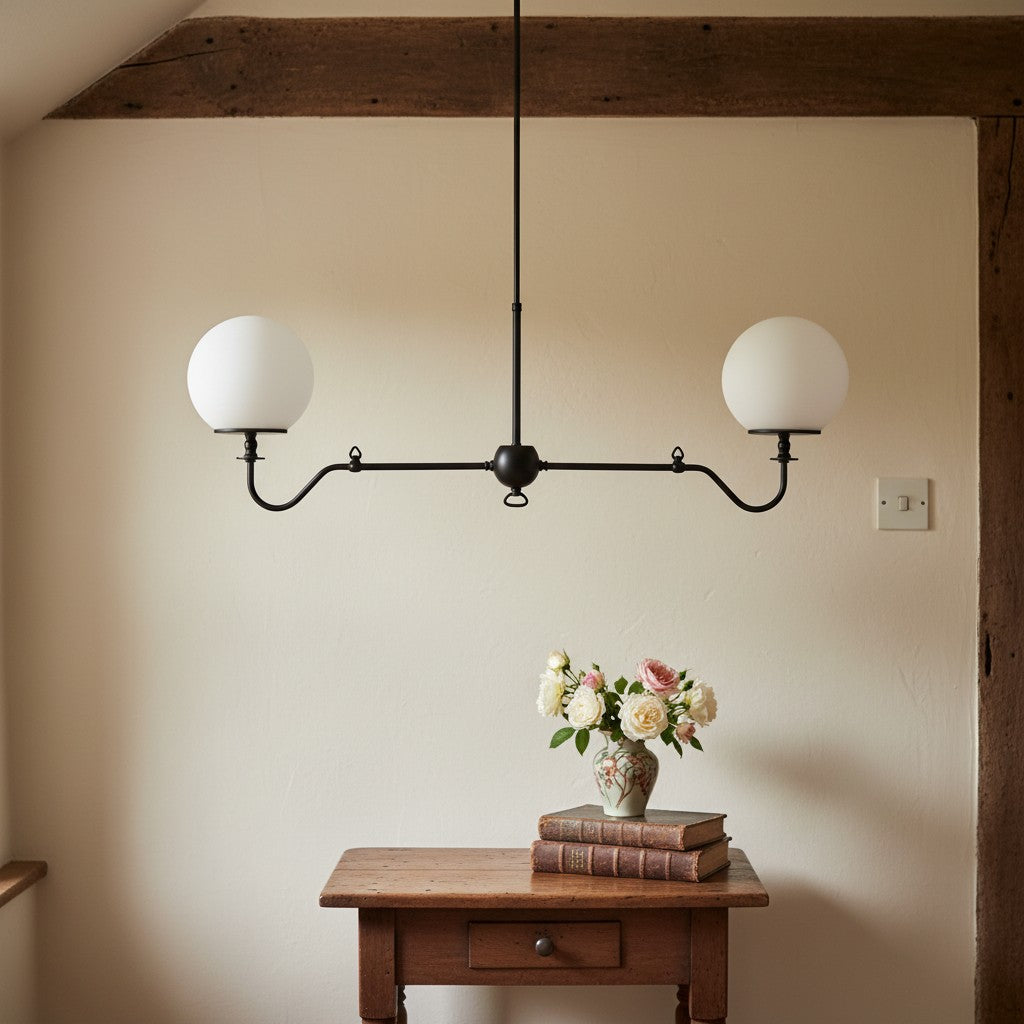 Lampadario Glorica in vetro con bracci curvi e globi – Lampada moderna per camera da letto | Esilora