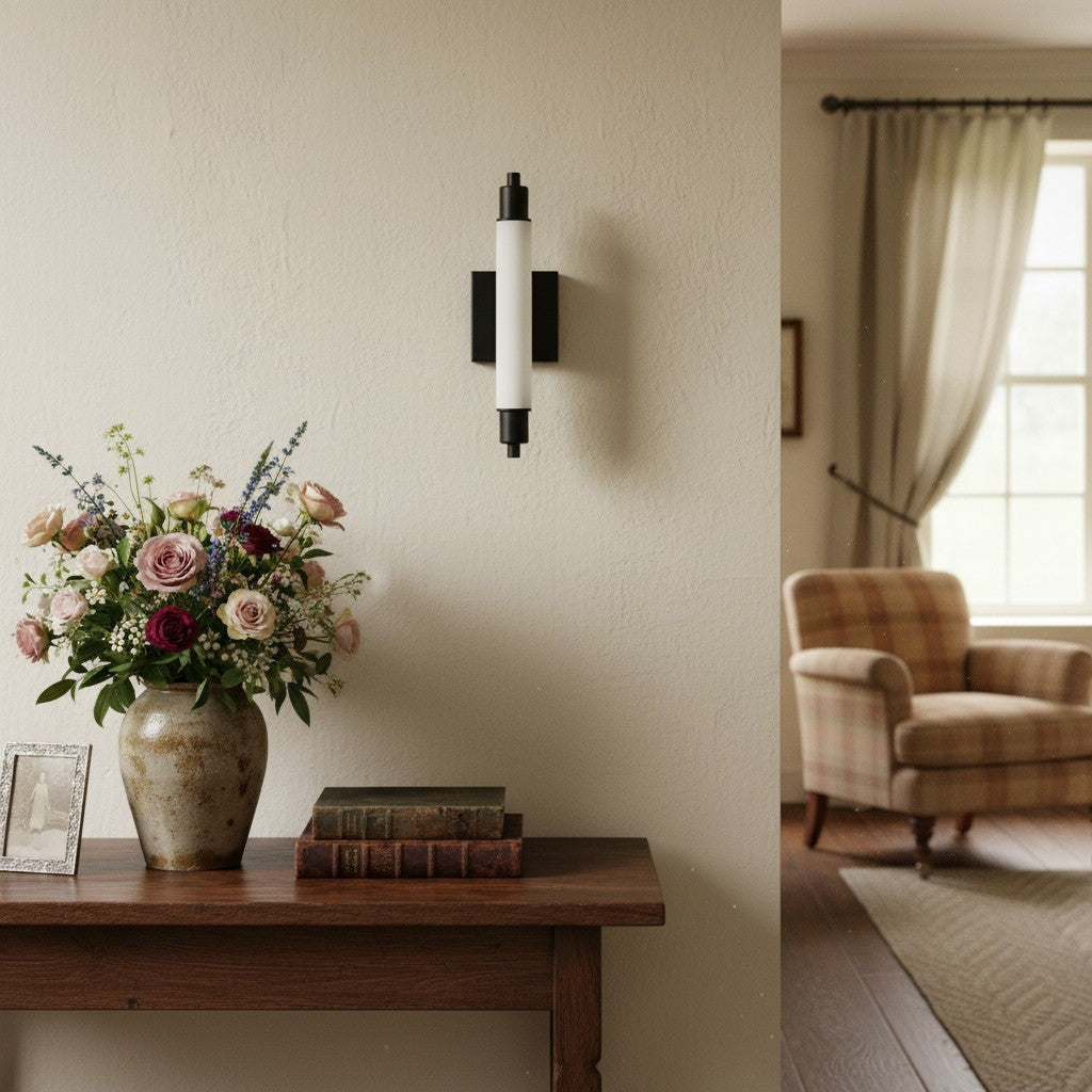 Ornato Luxe Modern Vanity Sconce - Art Deco Wall Light with Cylinder Shade | Esilora