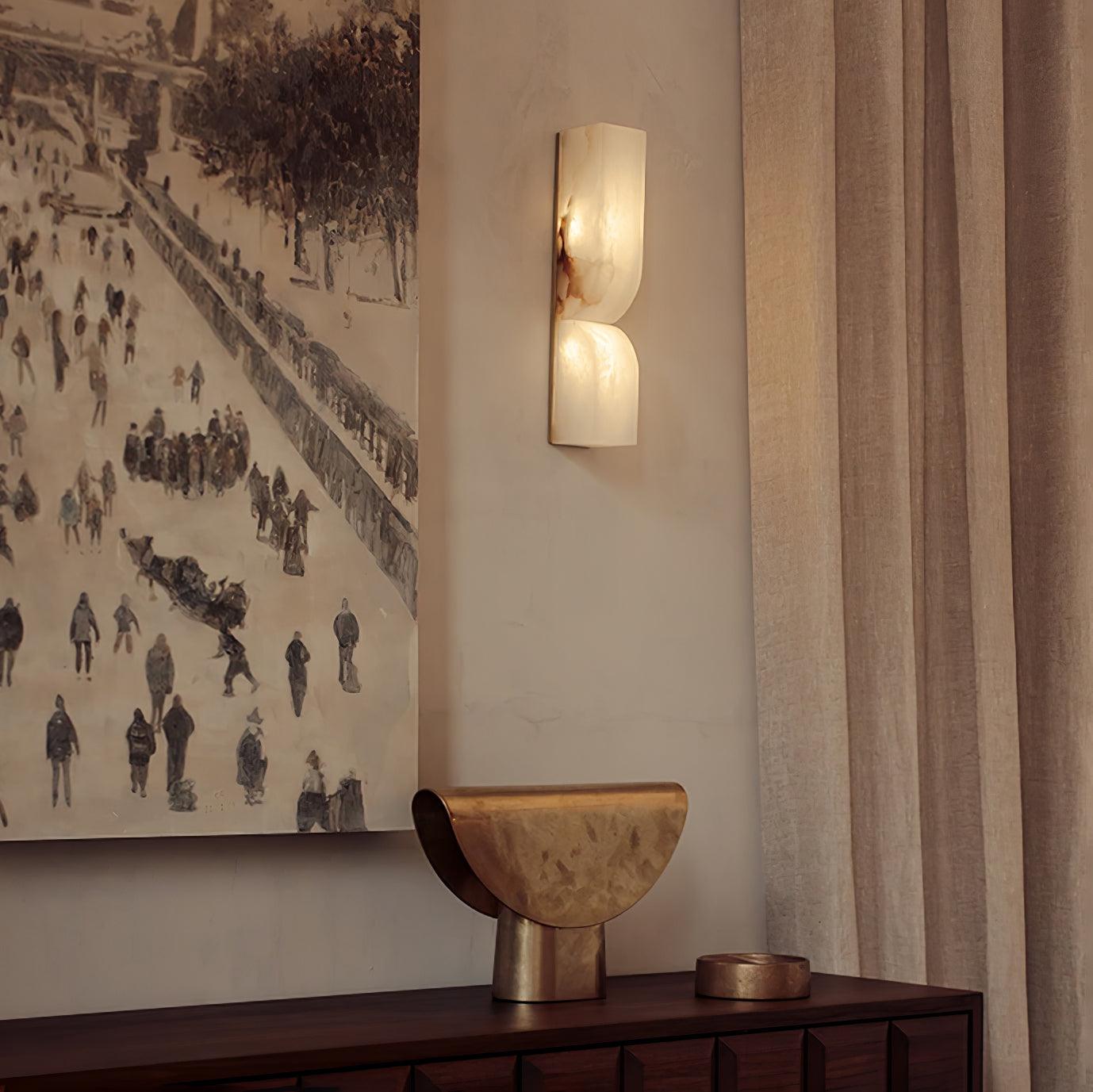 Moderne rechteckige Alabaster-Wandleuchte – Minimalistische Leuchte für Schlafzimmer Flur Wohnzimmer | Esilora
