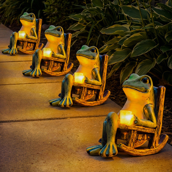 Lampada solare da esterno a forma di rana con design a dondolo - Esilora