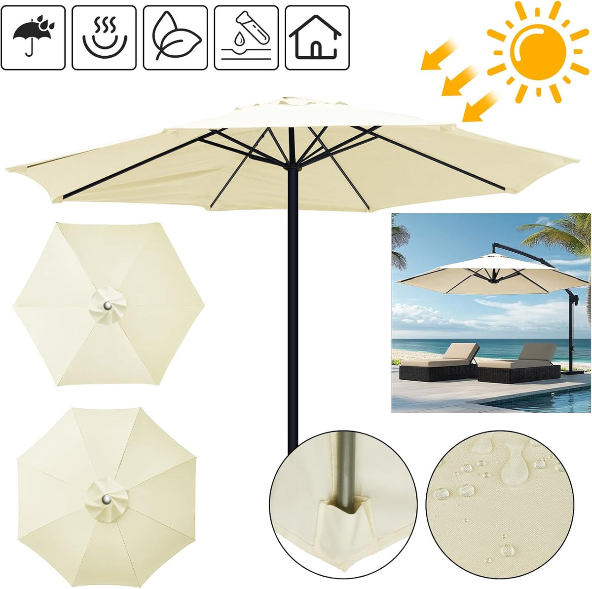Tettoia parasole | Protezione dalle intemperie resistente all'acqua | Fessura di ventilazione | TerraShade - Esilora