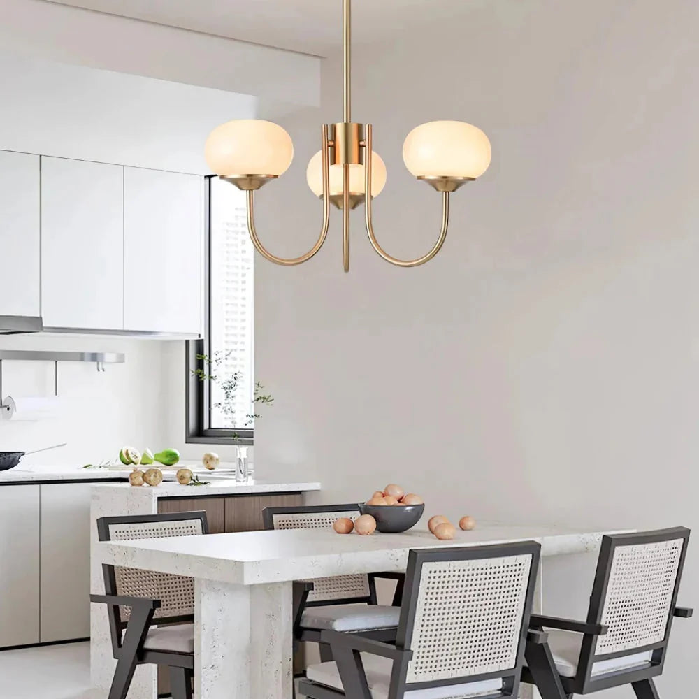 Javina Glass Cluster Chandelier - Iron Rounded Globe Modern Fixture for Dining Room and Living Rooms | Esilora