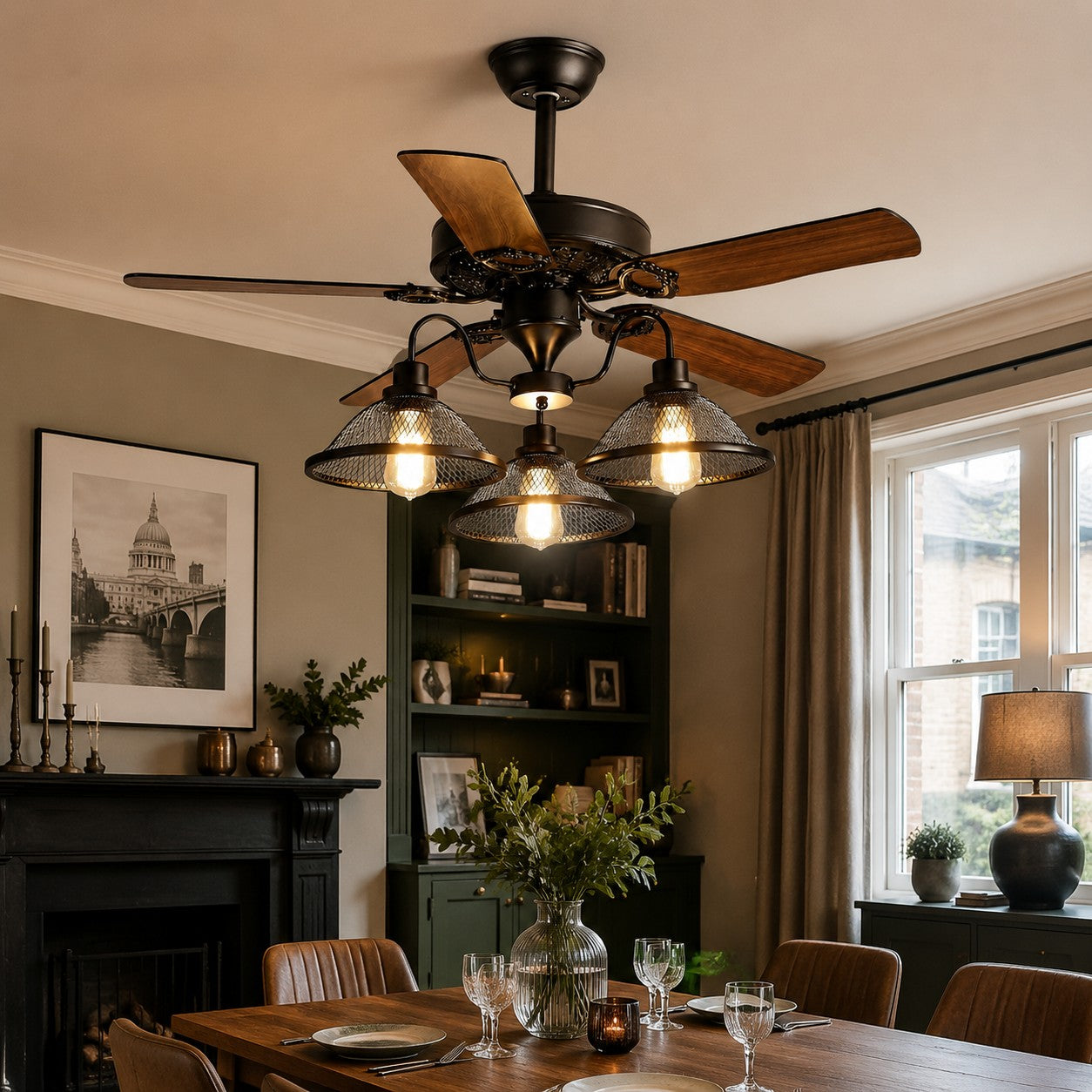 Konoha Holzdeckenventilator mit Bananenblatt und Licht | Esilora