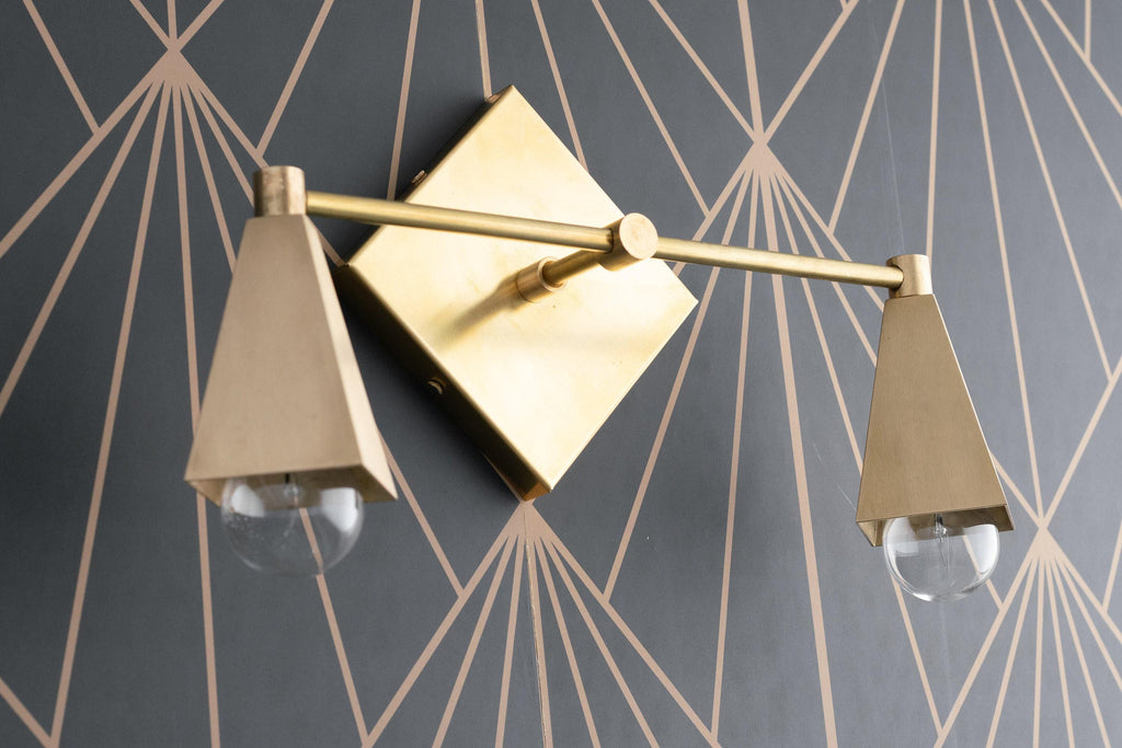Ornato Luxe Geometric Vanity Light - Solid Brass Art Deco Bathroom Lighting | Esilora