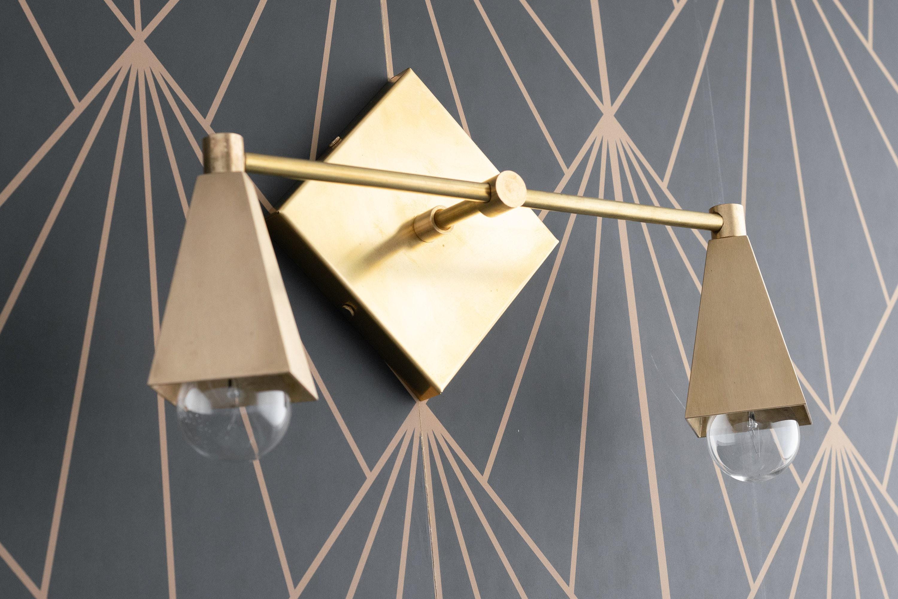 Ornato Luxe Geometric Vanity Light - Solid Brass Art Deco Bathroom Lighting | Esilora
