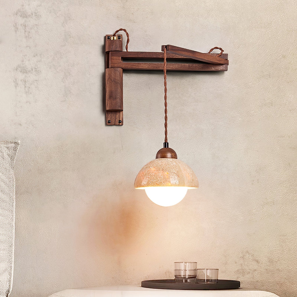 Adjustable Travertine Dome Wall Sconce | Esilora