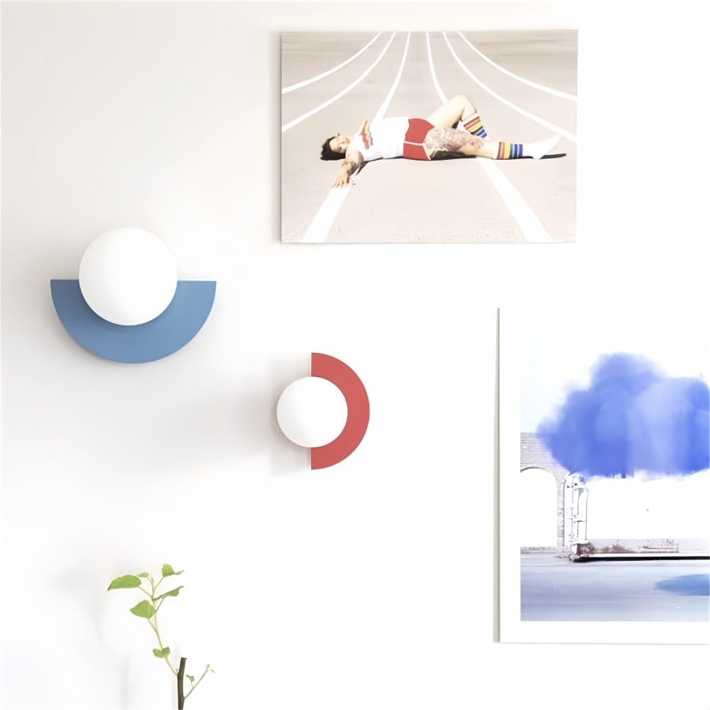 Nordic Macaron Glass Orb Wall Light Colorful Metal Modern Decor | Esilora