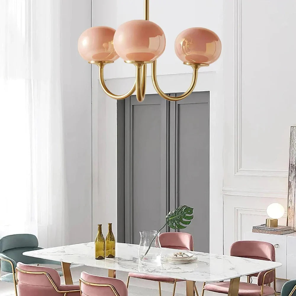 Javina Glass Cluster Chandelier - Iron Rounded Globe Modern Fixture for Dining Room and Living Rooms | Esilora