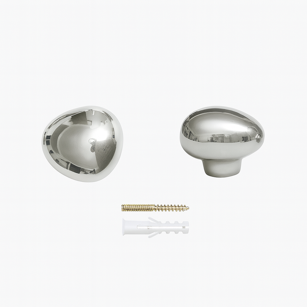Ganchos de pared cromados en forma de gota Auriën, paquete de 2 — adhesivos o con tornillos
