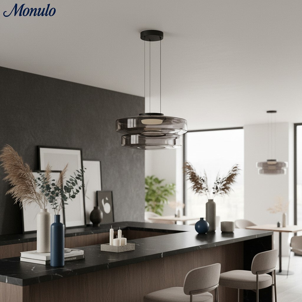 Verdoma Stacked Disc Form Glass Pendant Light Contemporary Nordic Lighting for Kitchens | Esilora
