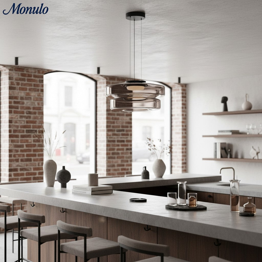Verdoma Stacked Disc Form Glass Pendant Light Contemporary Nordic Lighting for Kitchens | Esilora
