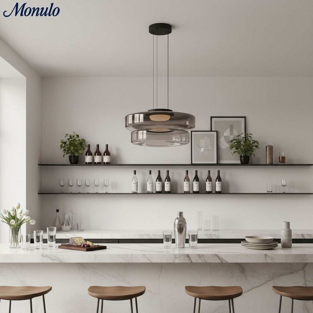 Verdoma Stacked Disc Form Glass Pendant Light Contemporary Nordic Lighting for Kitchens | Esilora