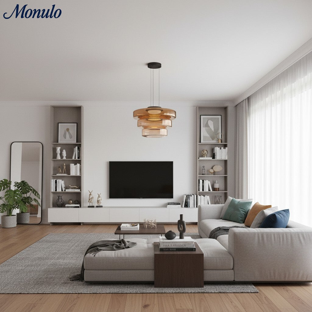 Verdoma Stacked Disc Form Glass Pendant Light Contemporary Nordic Lighting for Kitchens | Esilora