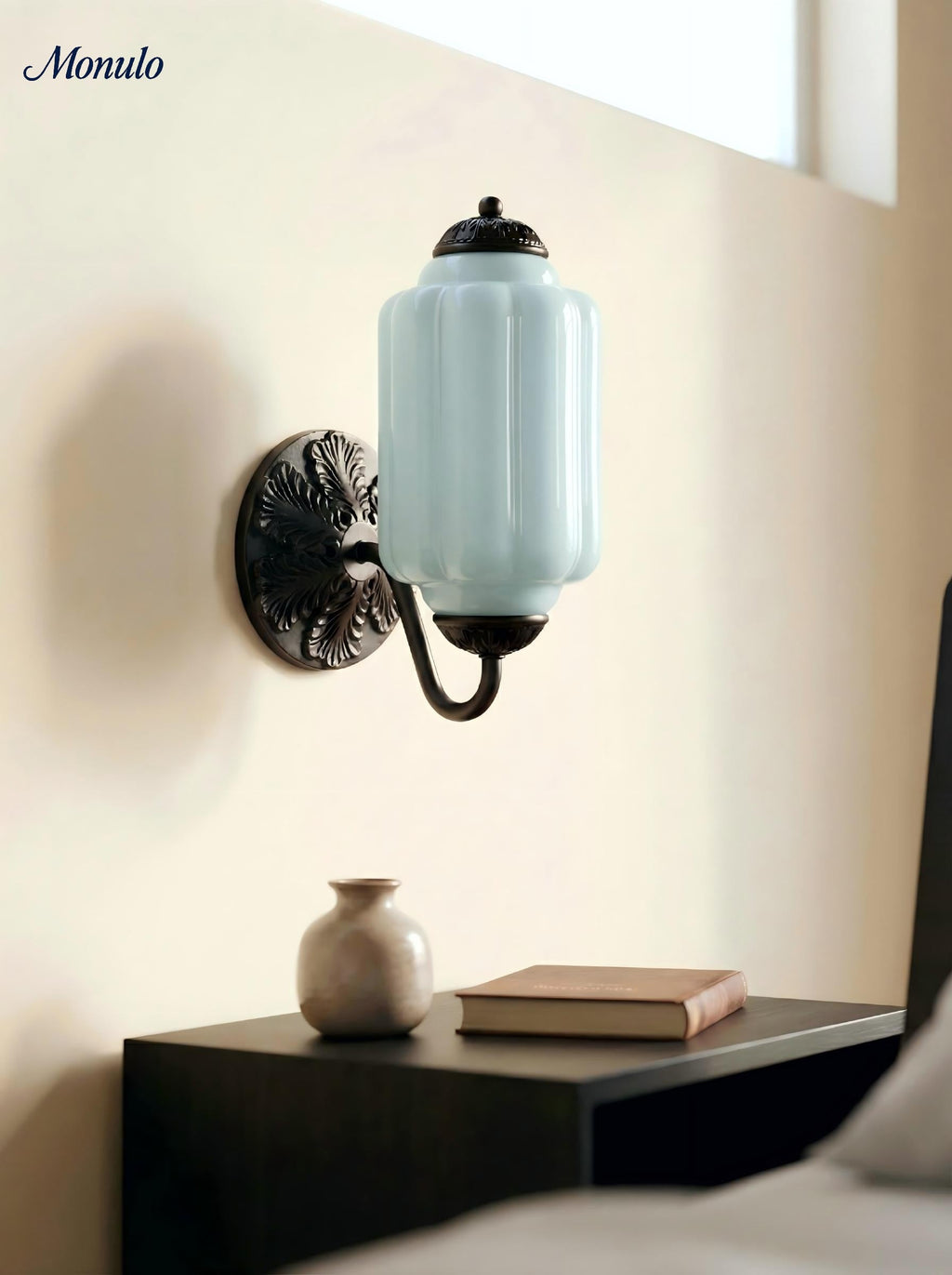 Vintage Milk Glass Sconce Bedside Hallway Eloise Wall Sconce | Esilora