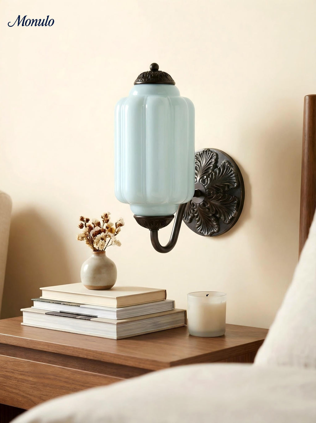 Vintage Milk Glass Sconce Bedside Hallway Eloise Wall Sconce | Esilora