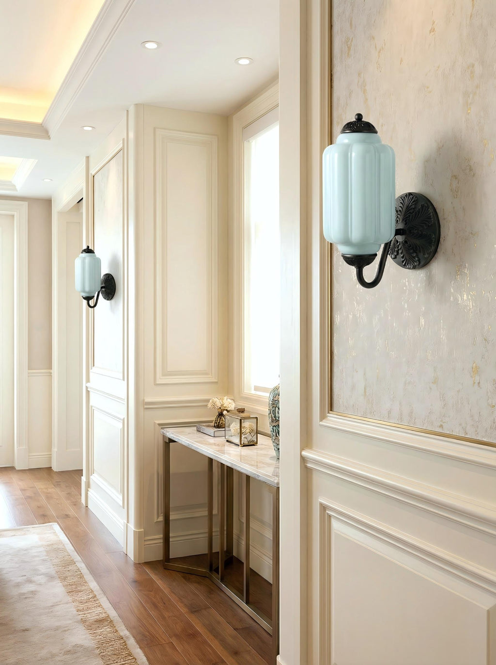 Vintage Milk Glass Sconce Bedside Hallway Eloise Wall Sconce | Esilora