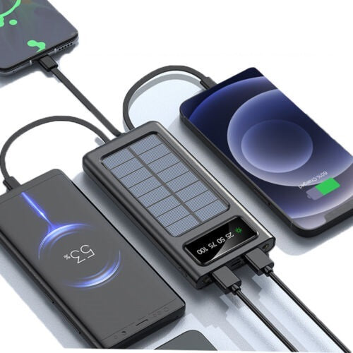 شاحن شمسي بسعة 30000 مللي أمبير في الساعة مع 4 منافذ USB وكابلات مدمجة - Esilora