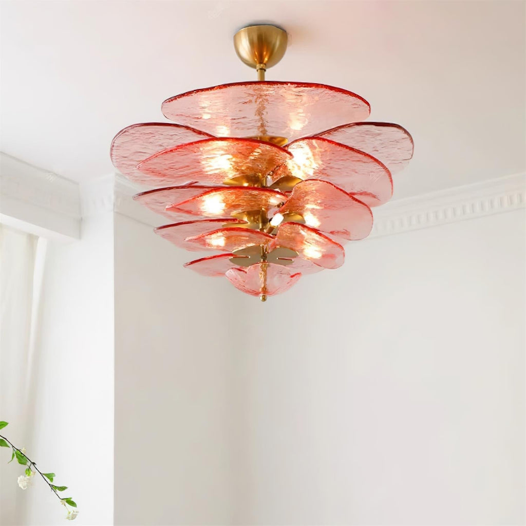 Lotus Leaf Layered Glass Chandelier | Esilora