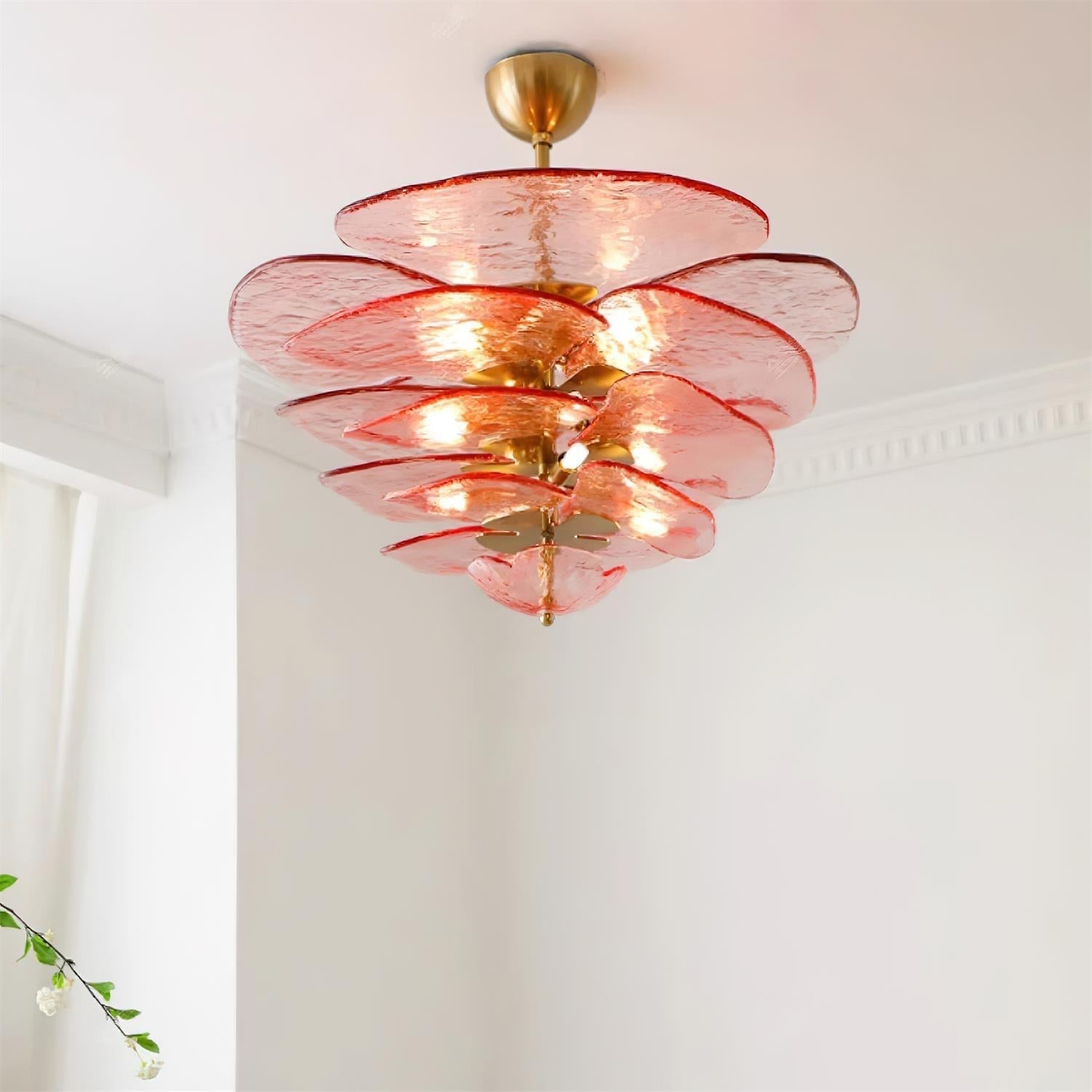 Lotus Leaf Layered Glass Chandelier | Esilora
