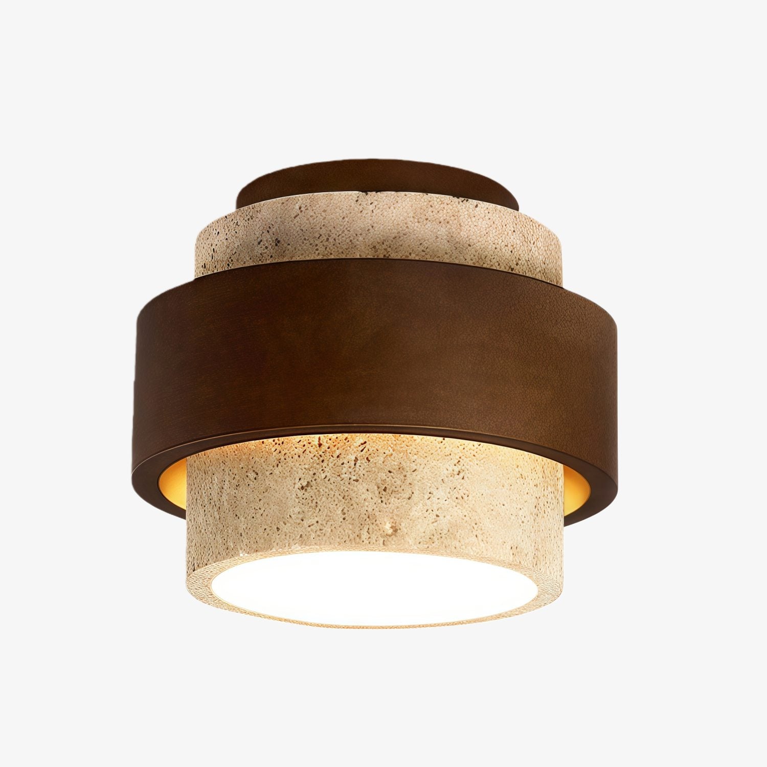 MokuStone Wabi Sabi Travertine Ceiling Lamp - Textured Stone Flush Mount Lighting for Home | Esilora