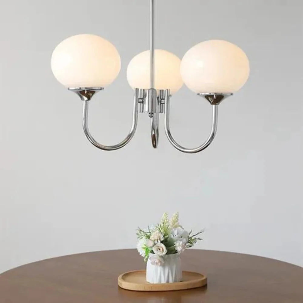 Javina Glass Cluster Chandelier - Iron Rounded Globe Modern Fixture for Dining Room and Living Rooms | Esilora