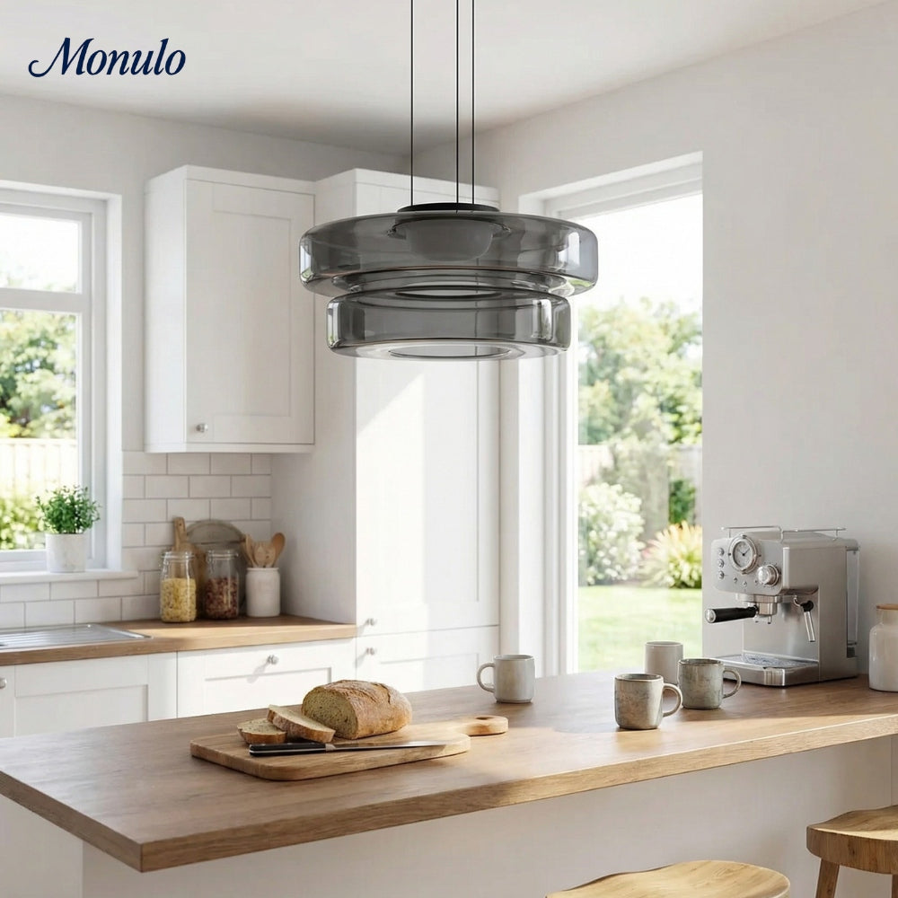 Verdoma Stacked Disc Form Glass Pendant Light Contemporary Nordic Lighting for Kitchens | Esilora