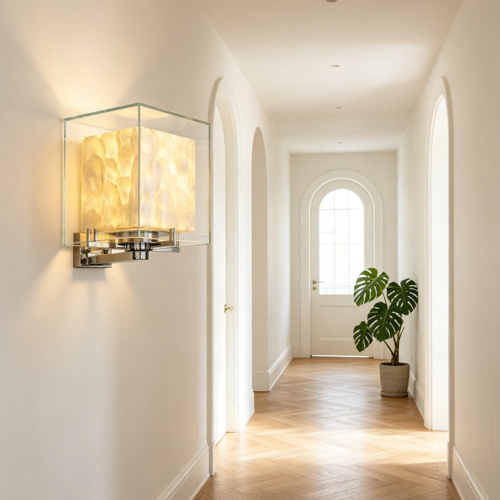 Lámpara de pared moderna con pantalla de vidrio geométrica para dormitorios y pasillos | Esilora
