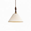 Lampada a sospensione vintage francese in tessuto color crema | Esilora