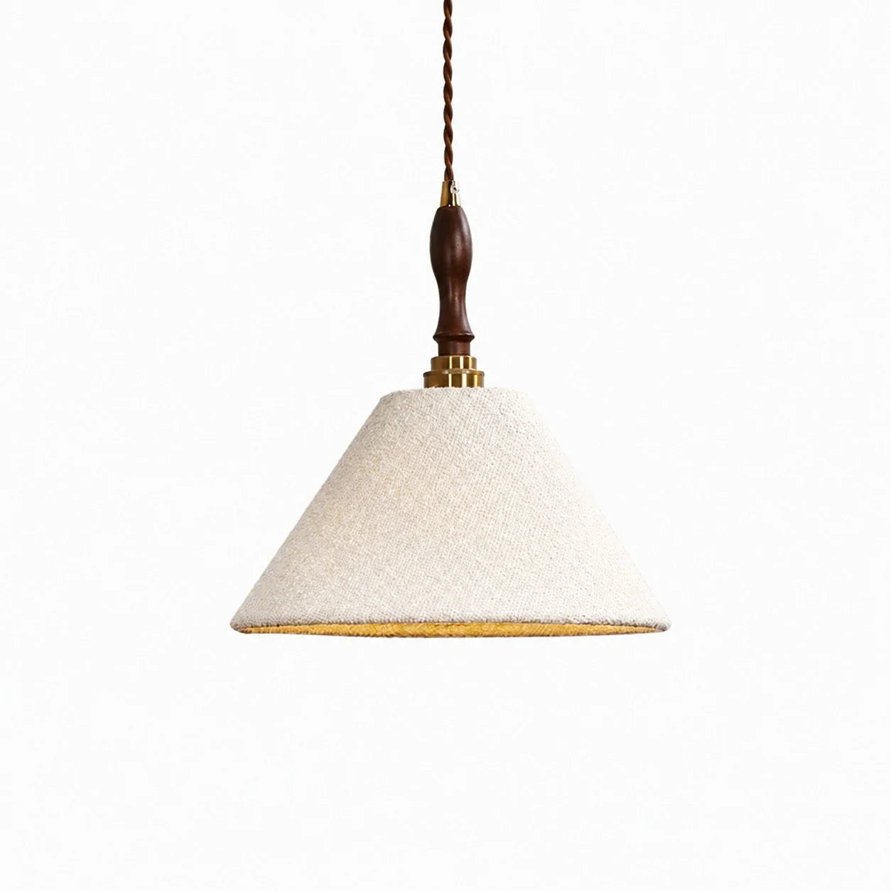 Lampada a sospensione vintage francese in tessuto color crema | Esilora