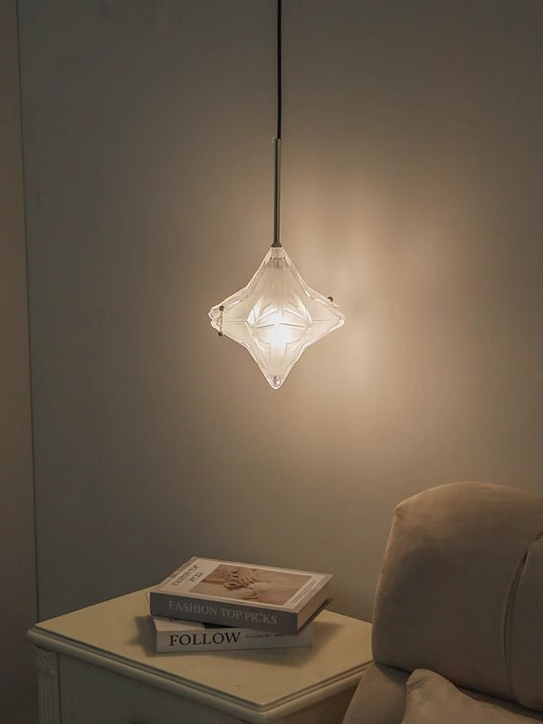 Art Deco Star Pendant Light - Frosted Glass Pendant with Geometric Style - Astris Elara | Esilora