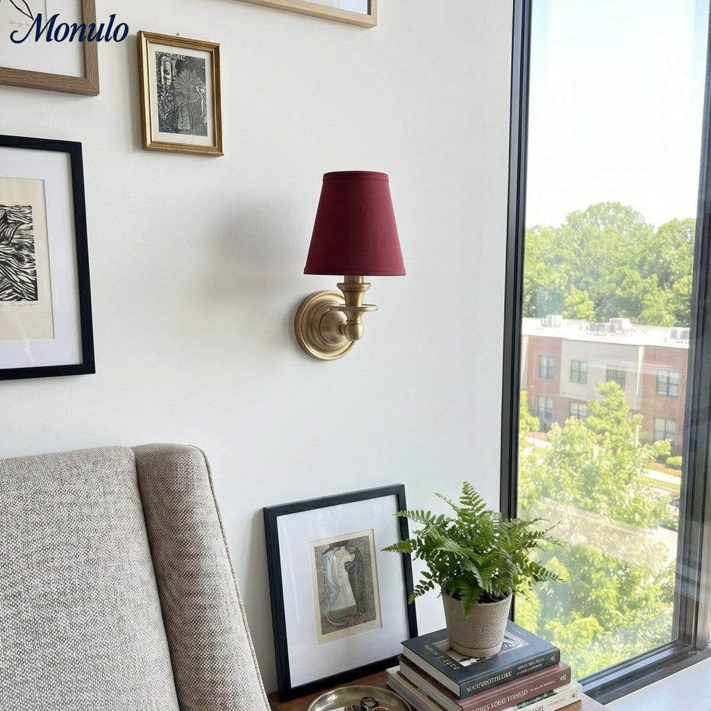Rowan Drum Shade Wall Sconce – Fabric Sconce Light for Cozy Cottage Lighting | Esilora