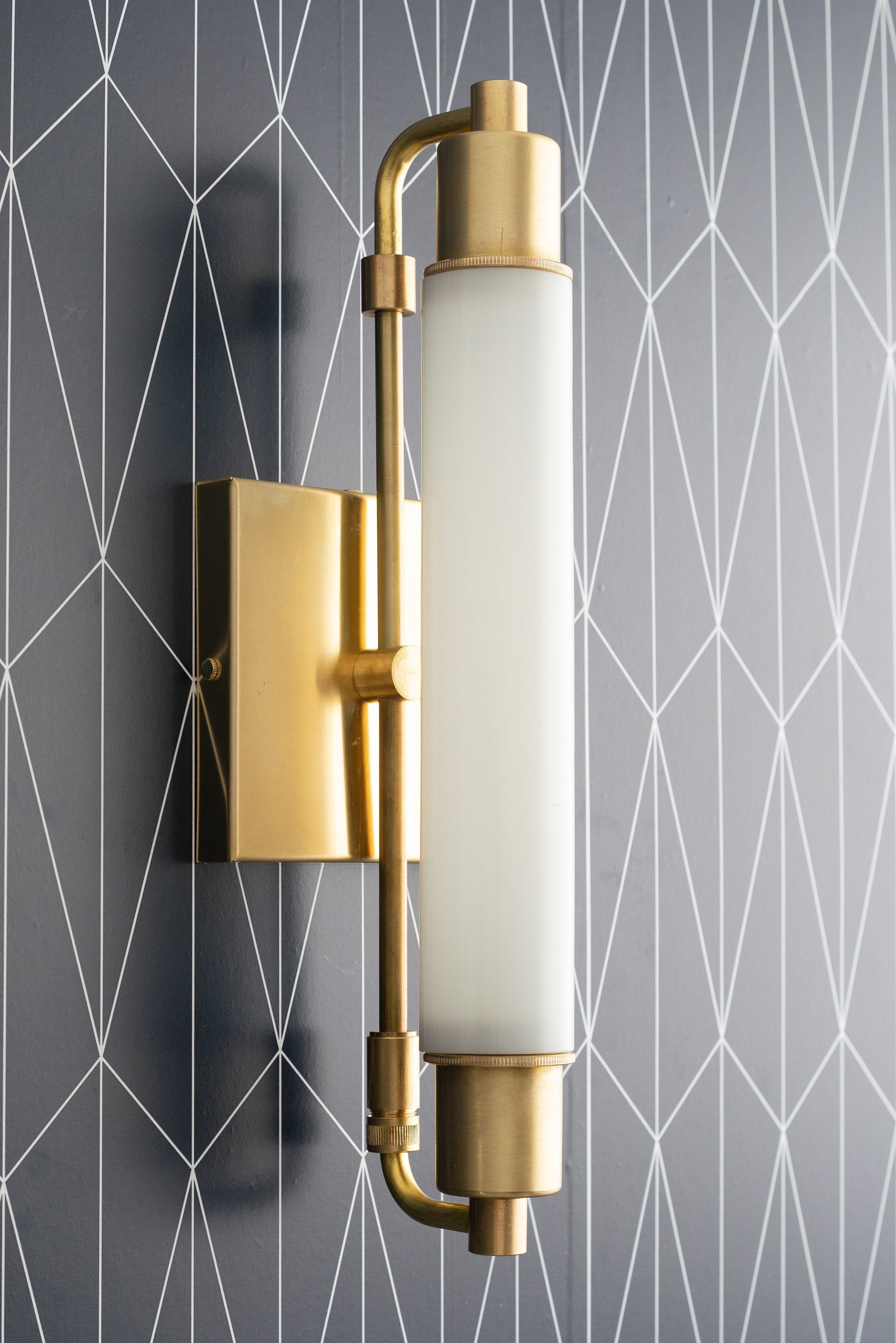 Ornato Luxe Modern Vanity Sconce - Art Deco Wall Light with Cylinder Shade | Esilora