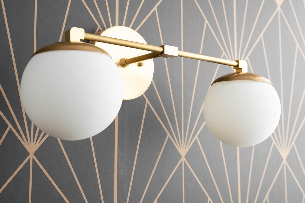 Applique da parete Glorica Glass Modern a 2 sfere – Luce da toilette per bagno | Esilora