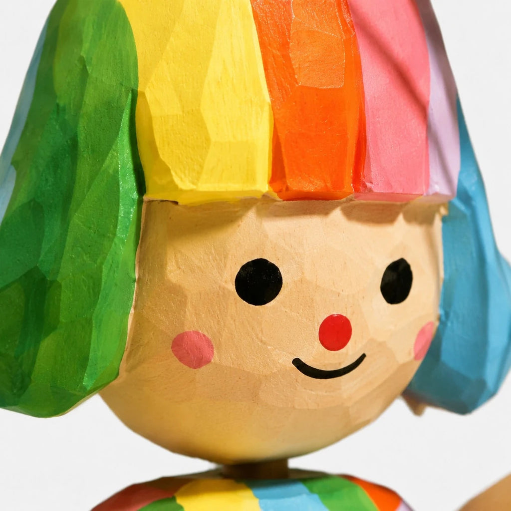 Rainbow Balloon Girl Wooden Figurine | Esilora