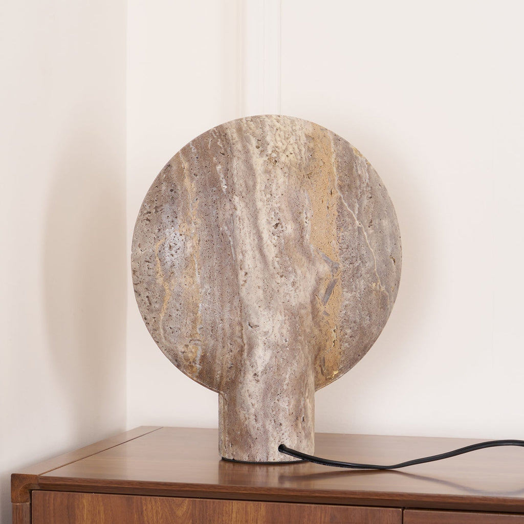 Wabi-sabi Stil Eclipse Stein-Travertin-Tischlampe M03 | Esilora