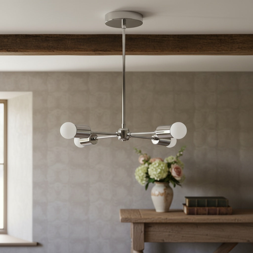 Mobilux Line Mid-Century Gold Sputnik Kronleuchter – Halbeinbau geometrische Messingleuchte | Esilora