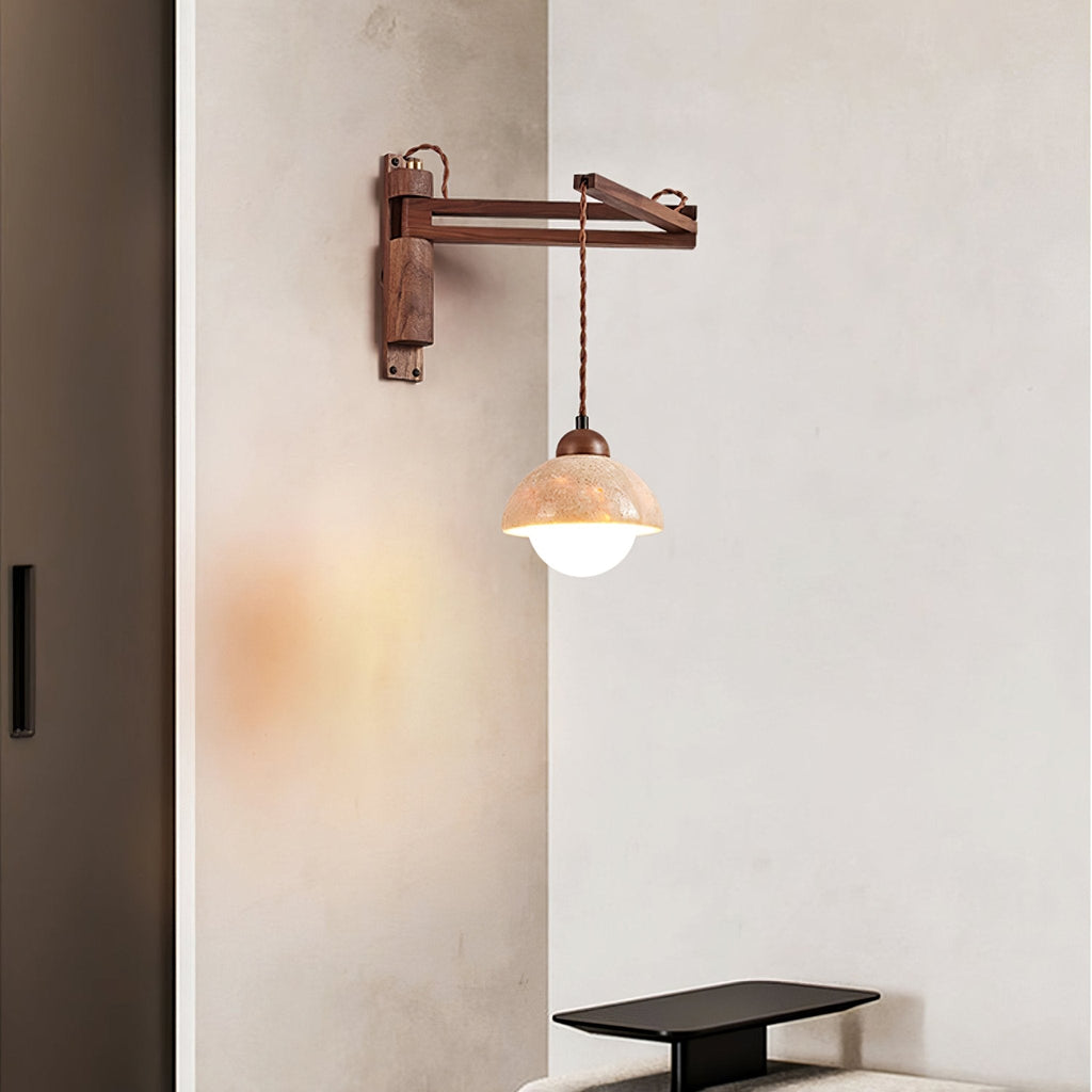 Adjustable Travertine Dome Wall Sconce | Esilora