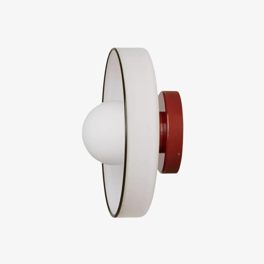 Luminaire mural ou plafonnier moderne Kalo à disque en verre polyvalent, avec bord coloré, pour espaces de vie | Esilora